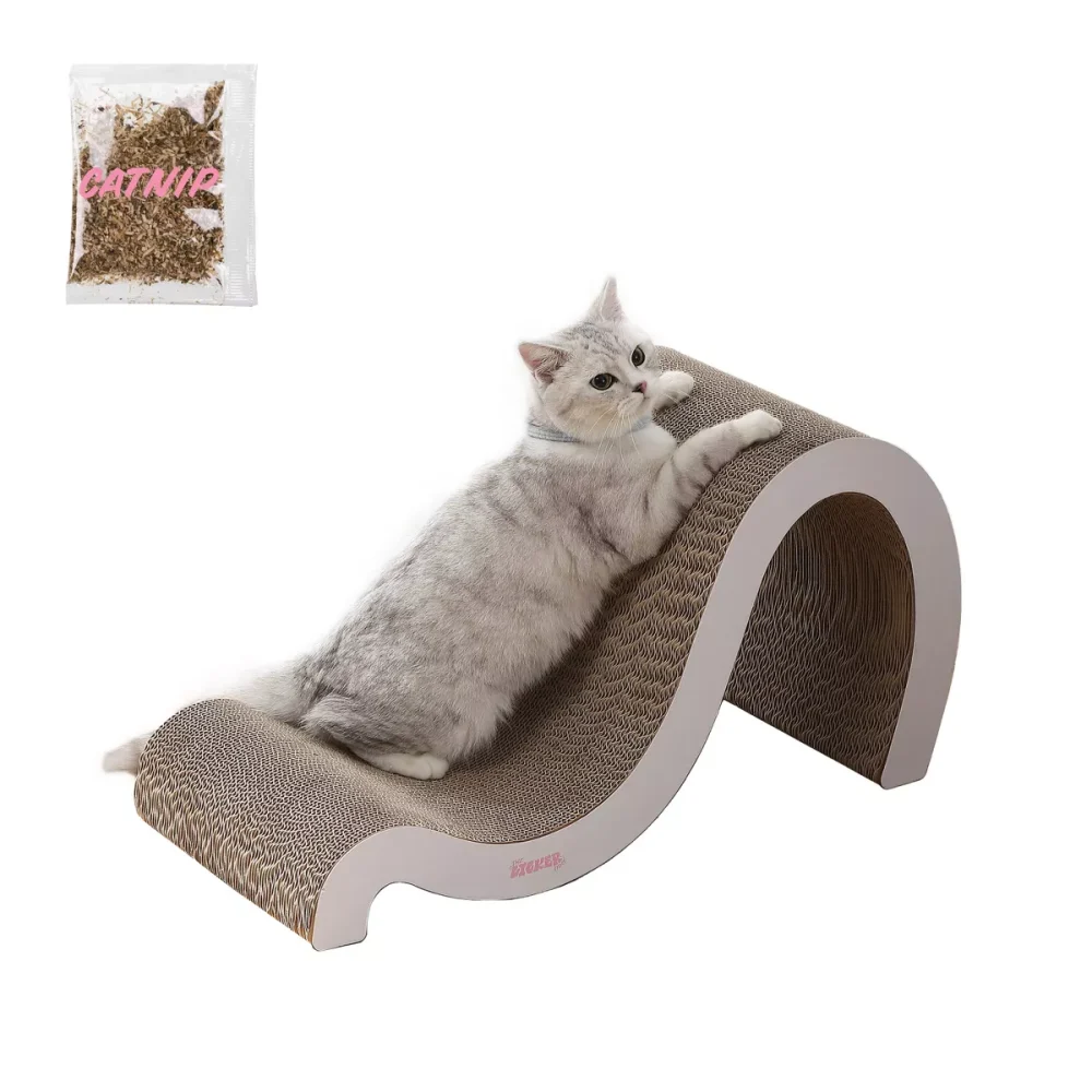 Kona Modern Cardboard Double-Sided Wave Cat Scratcher with Catnip