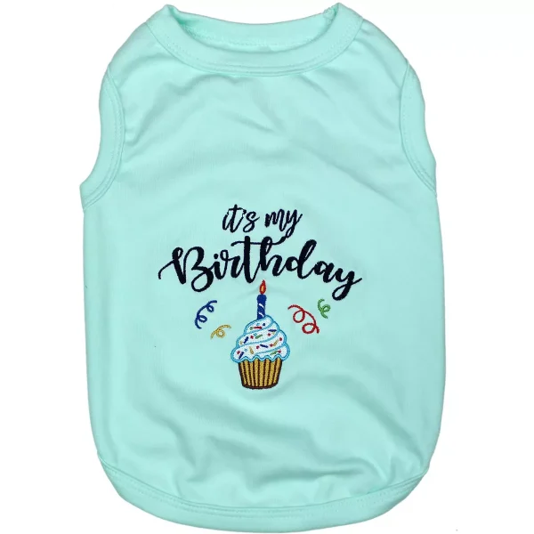 'Birthday Boy' Fun Slogan Dog T-Shirt –Premium Embroidered Celebratory Clothing for Dogs & Cats, Blue - L