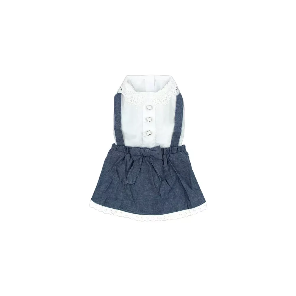 'Chambray Overall Dress' for Dogs and Cats, Designer Denim, Lightweight Summer Outfit, Blue